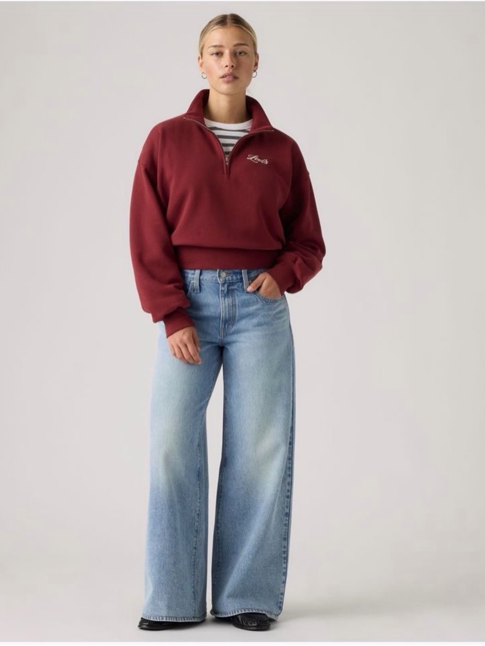 Levis womens middy wide leg jeans